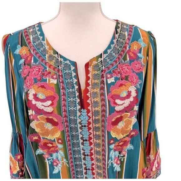 Savanna Jane Blouse Top Embroidered Pullover Size L - Picture 5 of 10